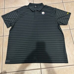 NFL Nike Pittsburgh Steelers Men's Black Striped Polo Shirt